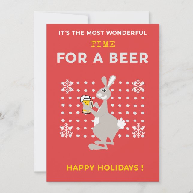 Australian christmas cards Kangaroo Beer Funny (Front)