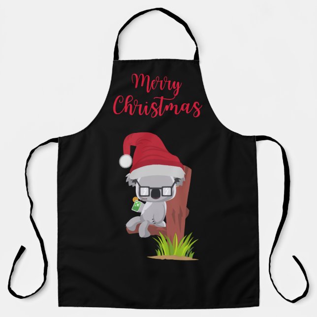 Australian Christmas Cute Koala Drinking Design Apron (Front)