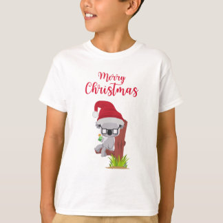 Australian Christmas Cute Koala Drinking Design T-Shirt