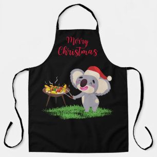 Australian Christmas Cute Koala enjoying a BBQ Apron
