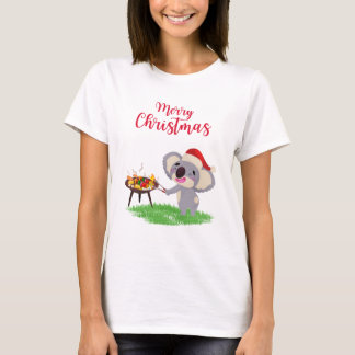Australian Christmas Cute Koala enjoying a BBQ T-Shirt