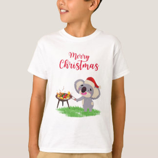 Australian Christmas Cute Koala enjoying a BBQ T-Shirt