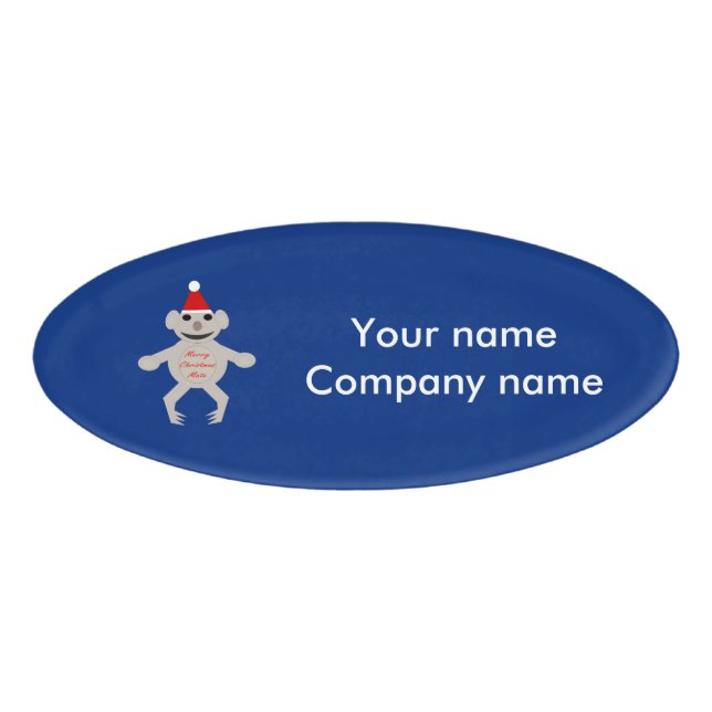Australian Christmas Koala Bear Custom Name Tag (Front)