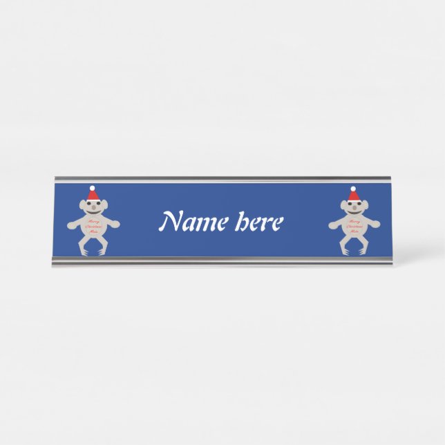 Australian Christmas Koala Bear Personalized Desk Name Plate (Front)