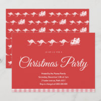 Australian Christmas Party Invitation Kangaroo Red
