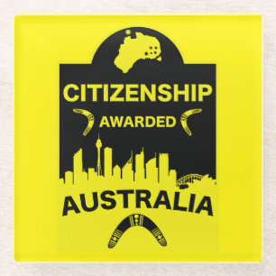 Australian Citizenship Gift Glass Coaster
