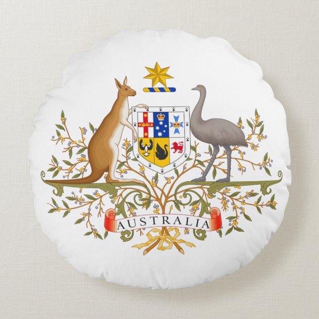 Australian Coat of Arms Round Pillow (Front)