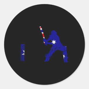 Australian Cricketer Tsman Wicket Cricket Match Classic Round Sticker