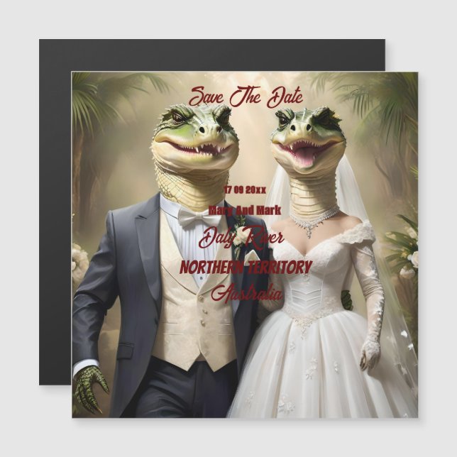 Australian Crocodile Wedding Save The Date, (Front/Back)