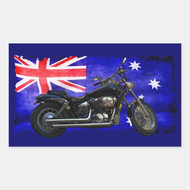 Australian Downunder Flag, Motorcycle Biker Design Sticker (Front)