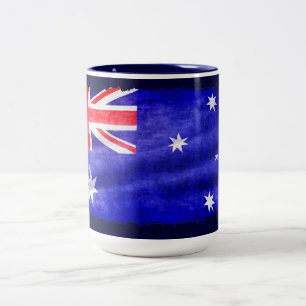Australian Downunder Flag, Patriotic Design Two-Tone Coffee Mug
