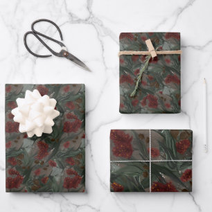 Australian Eucalyptus Bottle Brush Floral Wrapping Paper Sheet
