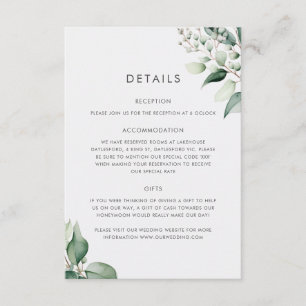 Australian Eucalyptus Wedding Details Card