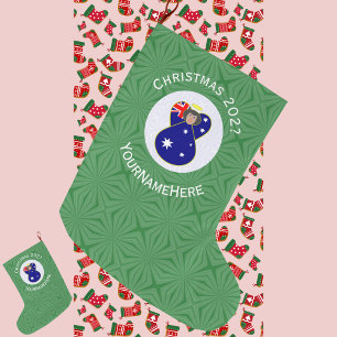 Australian Flag Angel Christmas Personalized Large Christmas Stocking