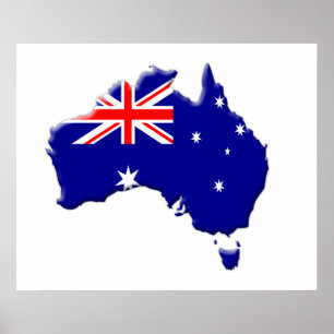 Australian Flag & Country Shape Poster