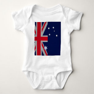 Australian Flag Design Carbon Fibre Chrome Style Baby Bodysuit