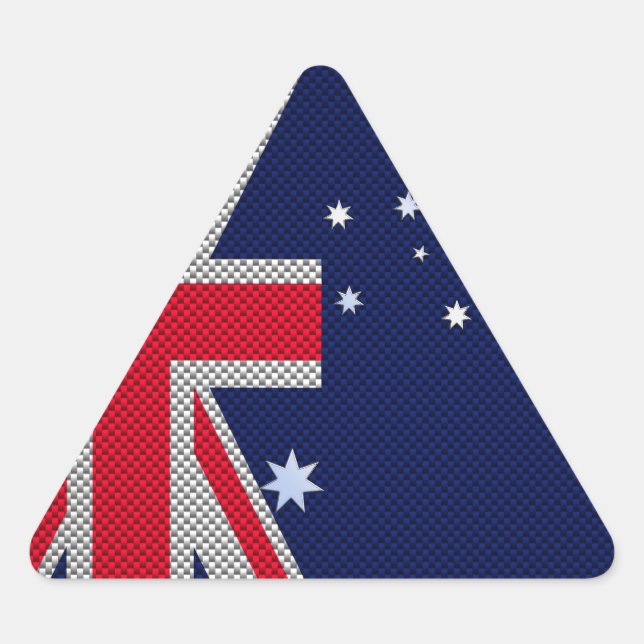 Australian Flag Design Carbon Fibre Chrome Style Triangle Sticker (Front)