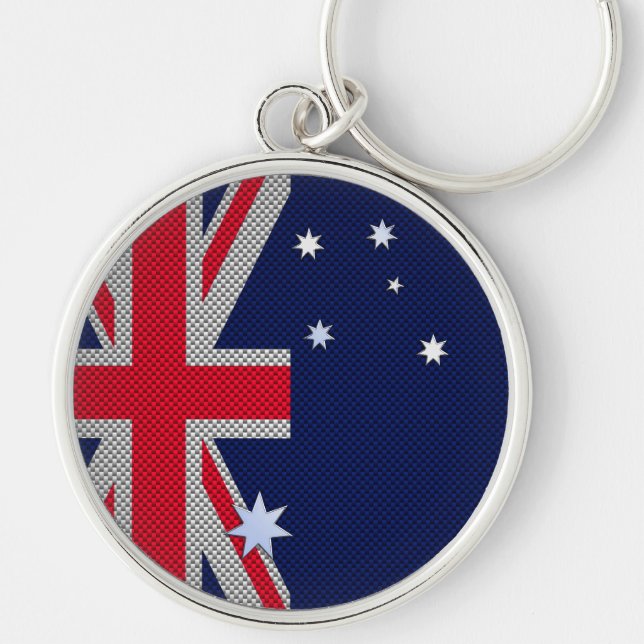 Australian Flag Design Carbon Fibre Style Keychain (Front)
