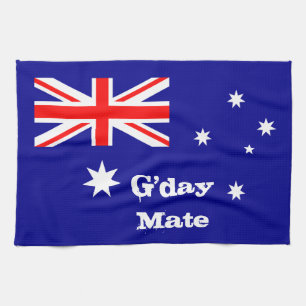 Australian flag & G'day Mate party, sports /Aussie Kitchen Towel