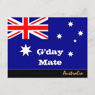 Australian Flag & G'day Mate travel / Australia Postcard