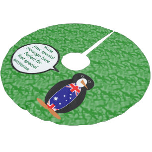 Australian Flag Holiday Ms. Penguin Talking Brushed Polyester Tree Skirt