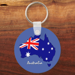 Australian Flag, Map & Australia patriots / sports Keychain