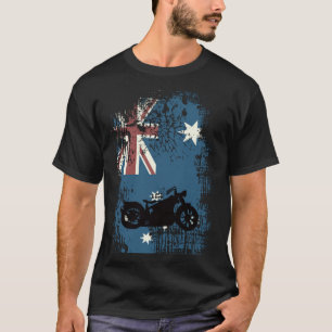 Australian Flag Motorcycle Biker Patriotic Distres T-Shirt