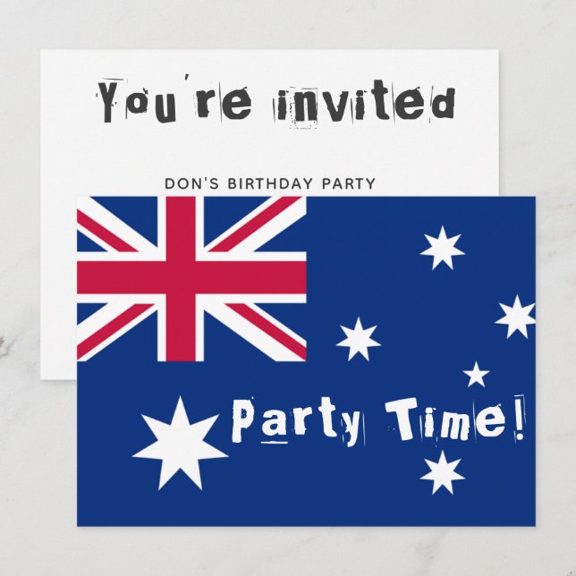 Australian Flag Party Customizable Invites (Front/Back)