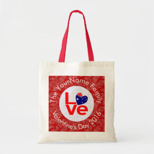 Australian Flag Red Letters LOVE Flag Personalized Tote Bag