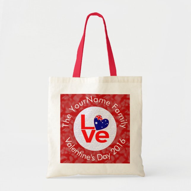 Australian Flag Red Letters LOVE Flag Personalized Tote Bag (Front)