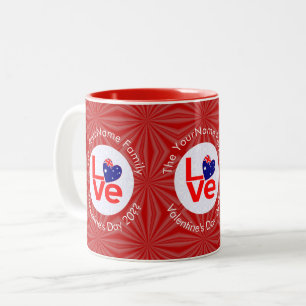 Australian Flag Red Letters LOVE Flag Personalized Two-Tone Coffee Mug