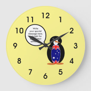 Australian Flag Talking Penguin Large Clock