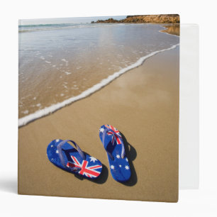Australian Flag Thongs On Beach South Wales Binder