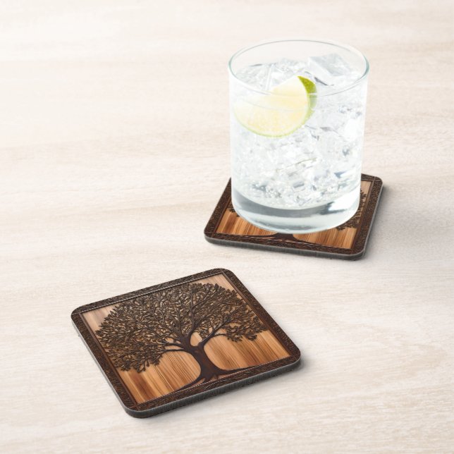 Australian Flora: The Wattle Tree Wood Print, Coaster (Right Side)