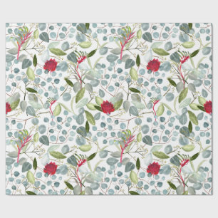Australian flower Kangaroo paws Eucalyptus leaves Wrapping Paper