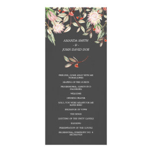 Australian Flowers Grey and Pink Wedding Program