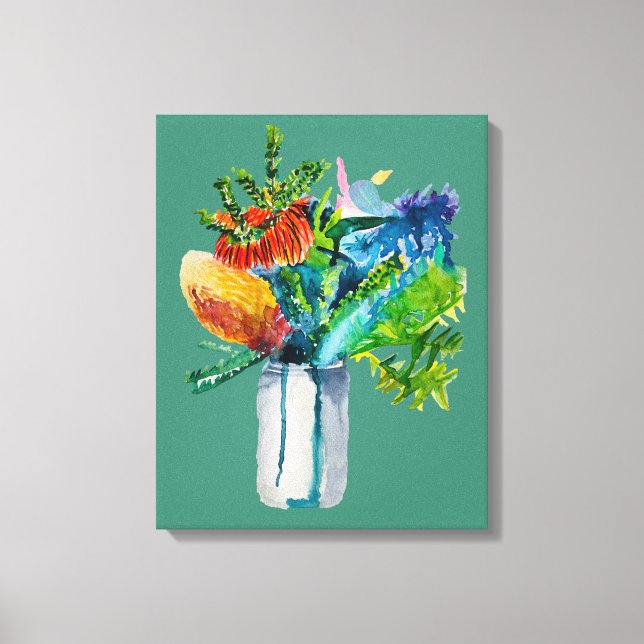 Australian flowers watercolour canvas print (Front)