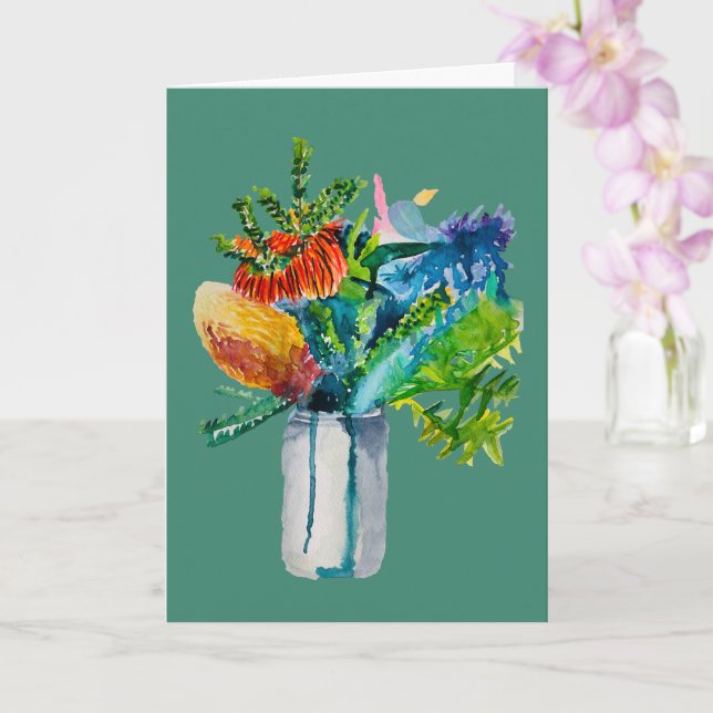 Australian flowers watercolour card (Orchid)