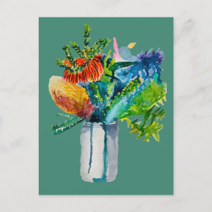 Australian flowers watercolour postcard