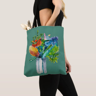 Australian flowers watercolour tote bag