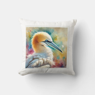 Australian gannet 010824AREF138 - Watercolor Throw Pillow
