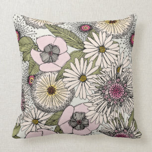 Australian garden chalk throw pillow