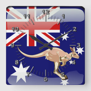Australian glossy flag square wall clock