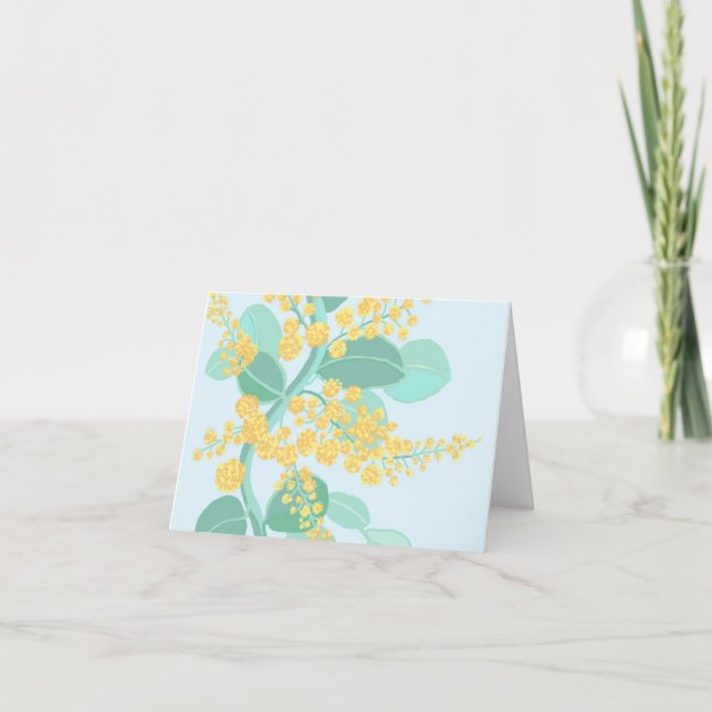Australian golden wattle blossoms thank you card (Front)