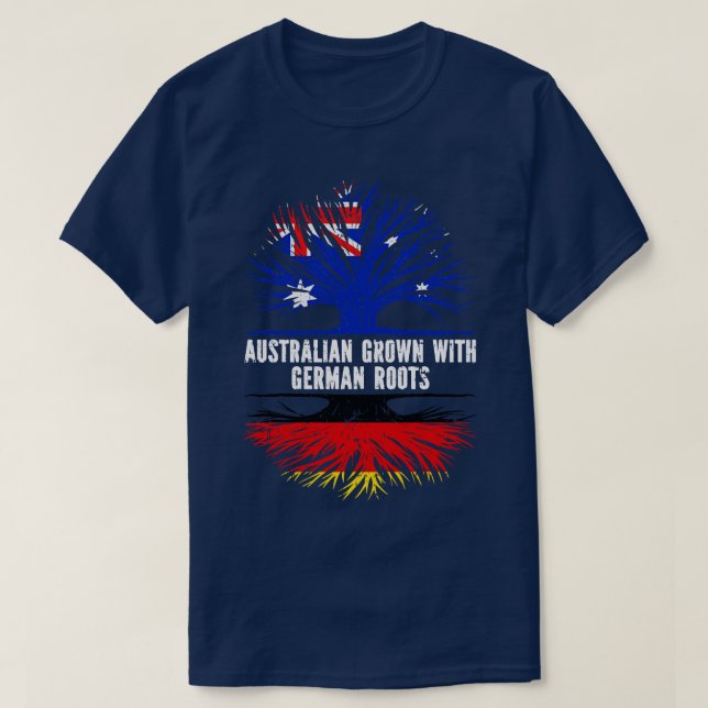 Australian Grown with German Roots Australia Flag T-Shirt (Design Front)