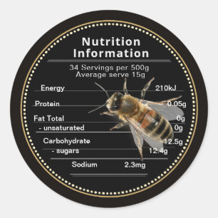Australian Honey mini Nutrition Information label