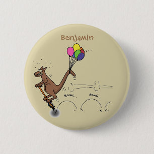 Australian humour kangaroo cartoon illustration 2 inch round button