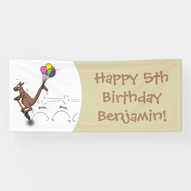 Australian humour kangaroo cartoon illustration banner (Horizontal)