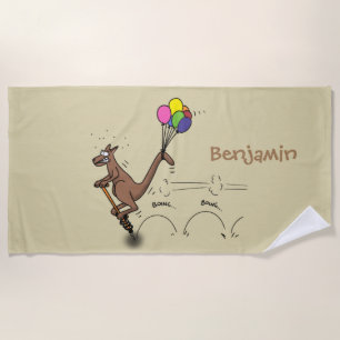 Australian humour kangaroo cartoon illustration beach towel