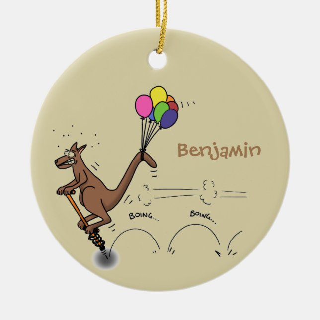 Australian humour kangaroo cartoon illustration ceramic ornament (Front)
